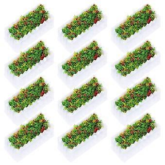 Conjunto de 12 peças de canteiros de flores em miniatura brancos, feitos de plástico para decoração.