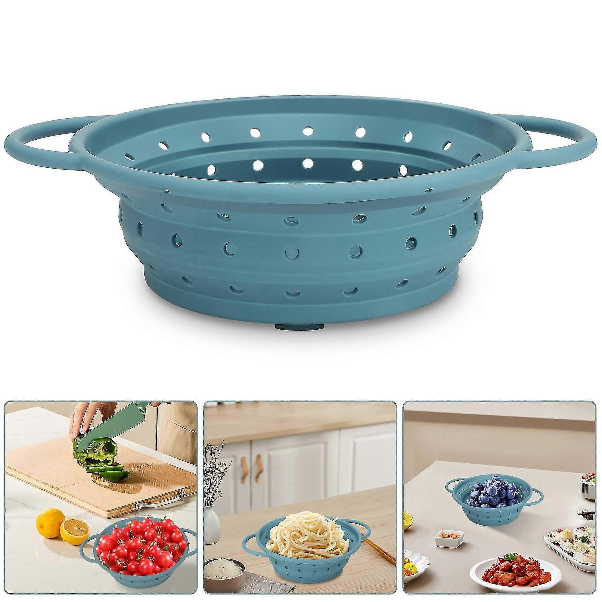 Green Foldable Silicone Kitchen Filter compatible with Vegetables and Pasta
