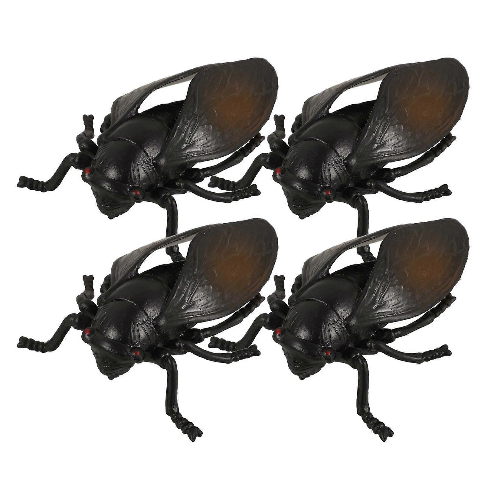 Simulation Cicadas Model Plastic Decor Toy for Garden Decoration 4Pcs