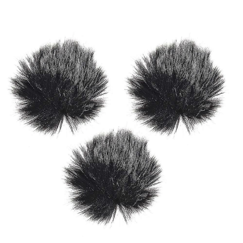 Furry Outdoor Microphone Windscreen Muff Mini Lapel Lavalier Microphone Windshield, 3-Pack
