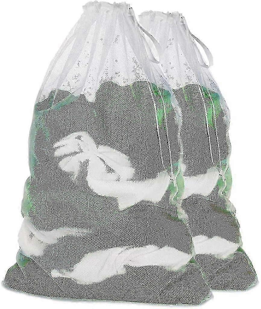2 Pack Large Laundry Mesh Bags with Lockable Drawstring for Bulky Clothes