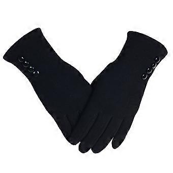 Touch Screen Warm Gloves for Women Cotton Riding Gloves with Four Buckles