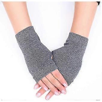 Warm Super Soft Wool Gloves - Grey Thumb Hole Half Fingerless, Winter Fingerless Gloves Knit Gloves Warm Winter Gloves For Women Ladies, Everyday Wear