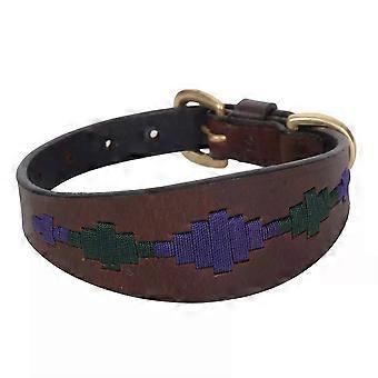 Lurcher Polo Leather Dog Collar - Brown/Purple/T