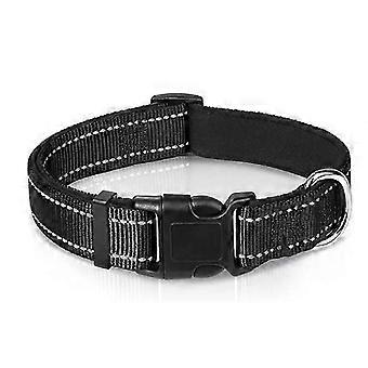 2pcs Black,Dog Collar, Classic Adjustable Reflective Nylon Collar Suitable for Medium Dogs,(L)2.5cm Width