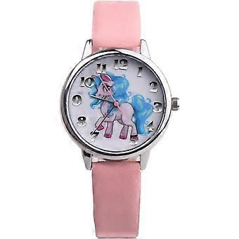 Quartz Analog Watch for Kids, Unicorn Motif, Faux Leather Strap, Large Display, Gift