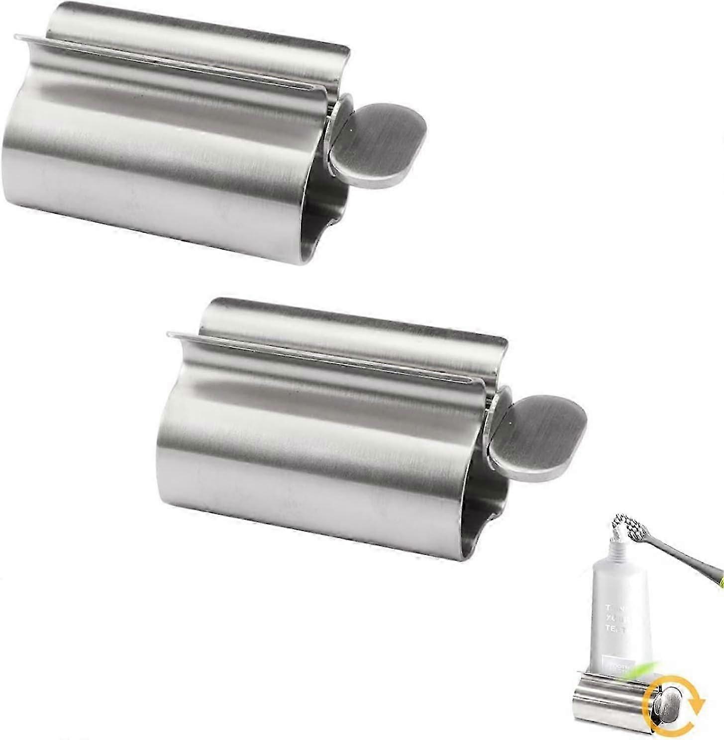 2pcs Stainless Steel Toothpaste Squeezer Squeeze Toothpaste Dispenser Stainless Steel Toothpaste Tub