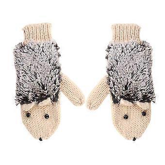 Thick Knitted Gloves For Men And Women Autumn Winter Cartoon Hedgehog Design Warm 1 Pair