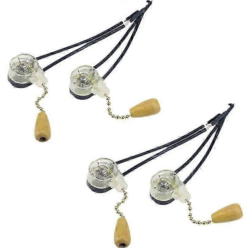 4 Pcs Pull Switch Home Fan Lamp Wall Light Replacement Pull Chain Cord Switch
