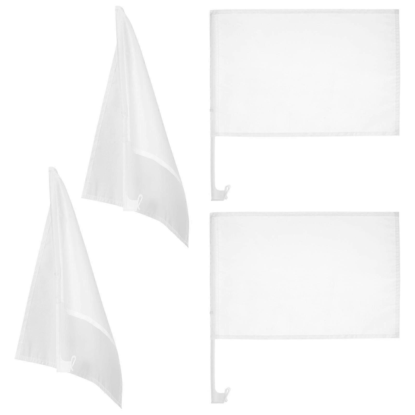 Car Flag Plugin Handheld Flags for Hand Shaking 4Pcs White Blank Flags