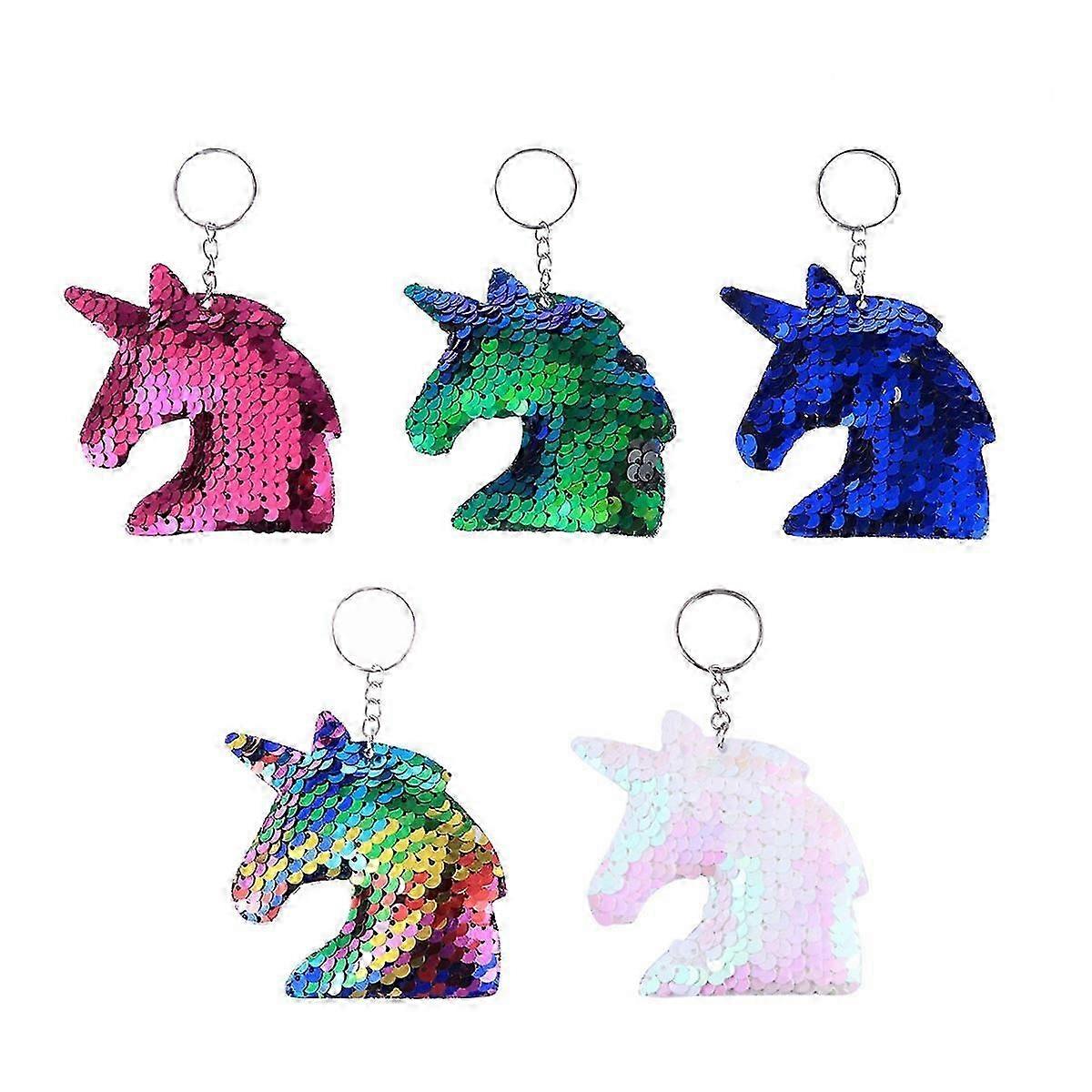 Theme Keychain Glitter Sequins Unicorn Shape Christmas 8Set