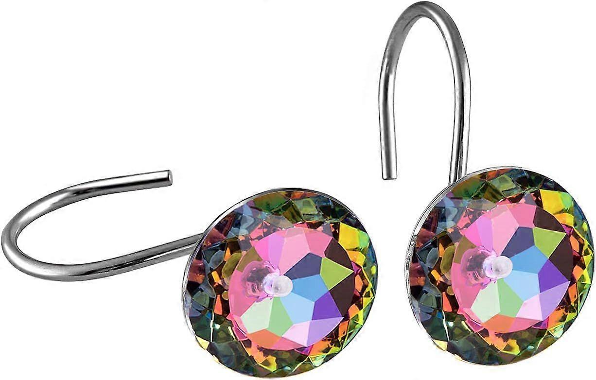6PCS Colorful Crystal Rhinestone Shower Curtain Hooks, Rustproof