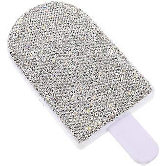 Rhinestone Folding Makeup Mirror: Cute Handheld Pocket Mirror Ice Lolly Shaped - Portable & Compact With Comb compatible with Purse Pocket