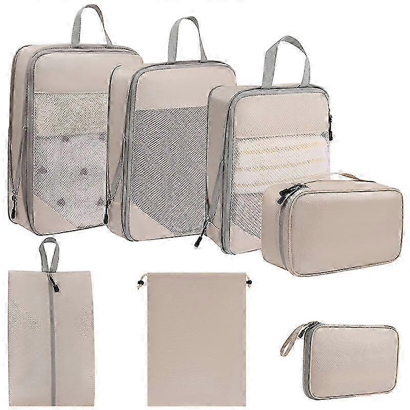 Travel storage bag set, multi-category item classification, with compression function