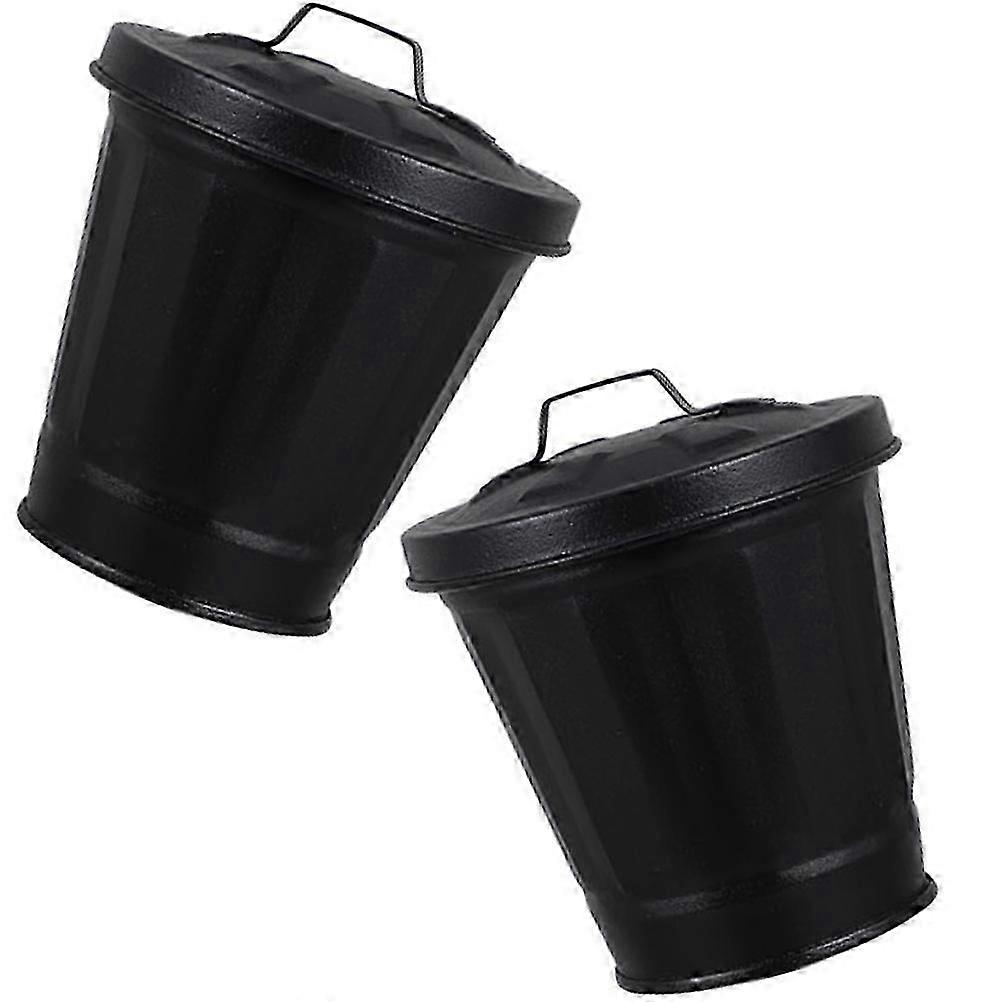 2pcs Small Trash Can Desktop Garbage Bin Multipurpose Storage Buckets Garbage Containers
