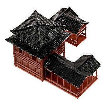 Plastic Chinese Inn Model for Decoration Coffee Color Ornament