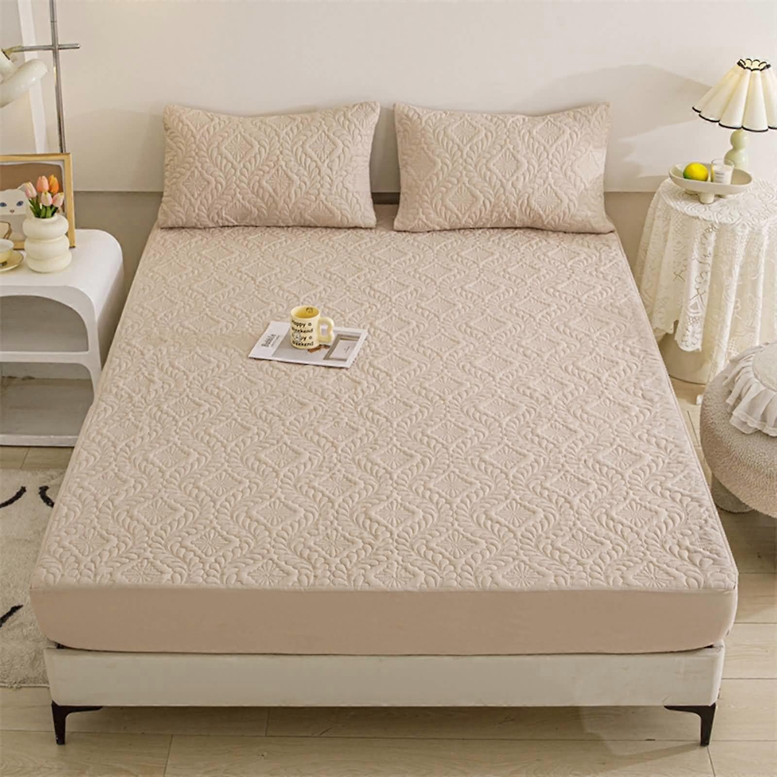 Light Khaki Queen Bed Sheets Set, Deep Pocket Fitted Sheet, Soft Durable Polyester Cotton Cover