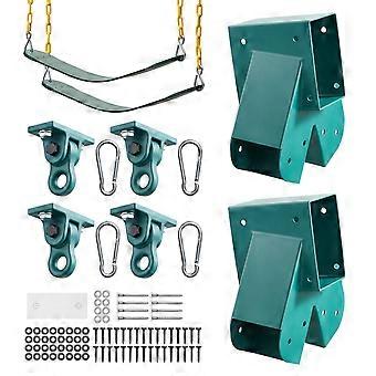 Staffe per altalena, ferramenta resistente per struttura a cavalletto, con 2 staffe per altalena a cavalletto, 2 sedili e 4 ganci, colore verde.