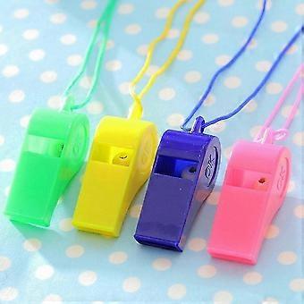 Secure Neck Lanyard with Colorful Plastic Whistle for Cheer & Referee (Random Color)
