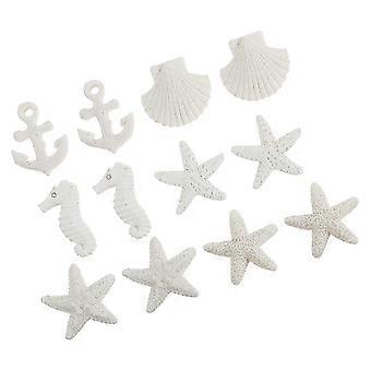 Set mit 12 weißen Meerestier-Ornamenten aus Kunstharz für Aquarien und Fischbecken – realistisches Design, langlebig und aus ungiftigem Kunstharz gefertigt
