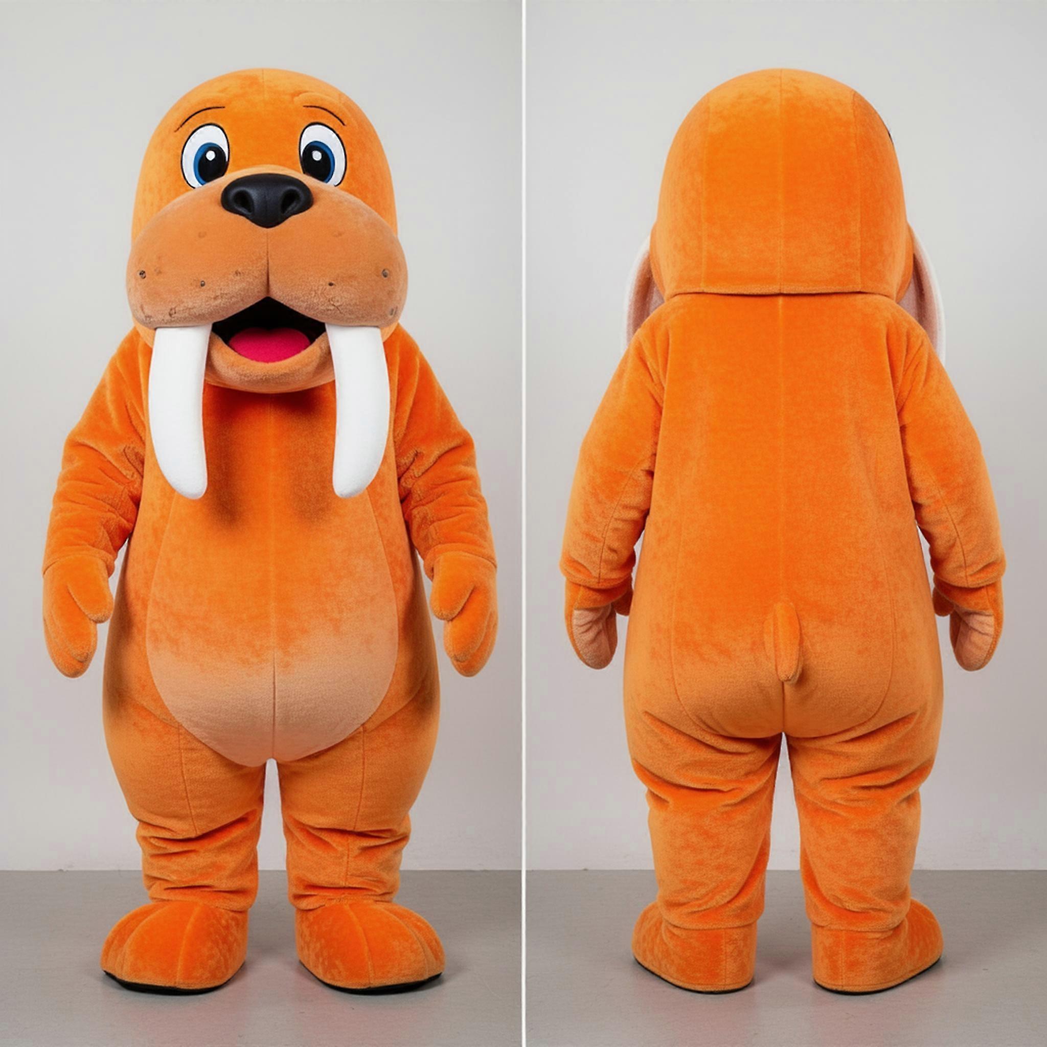 MASTICOT Orange Grinning Walrus Mascot