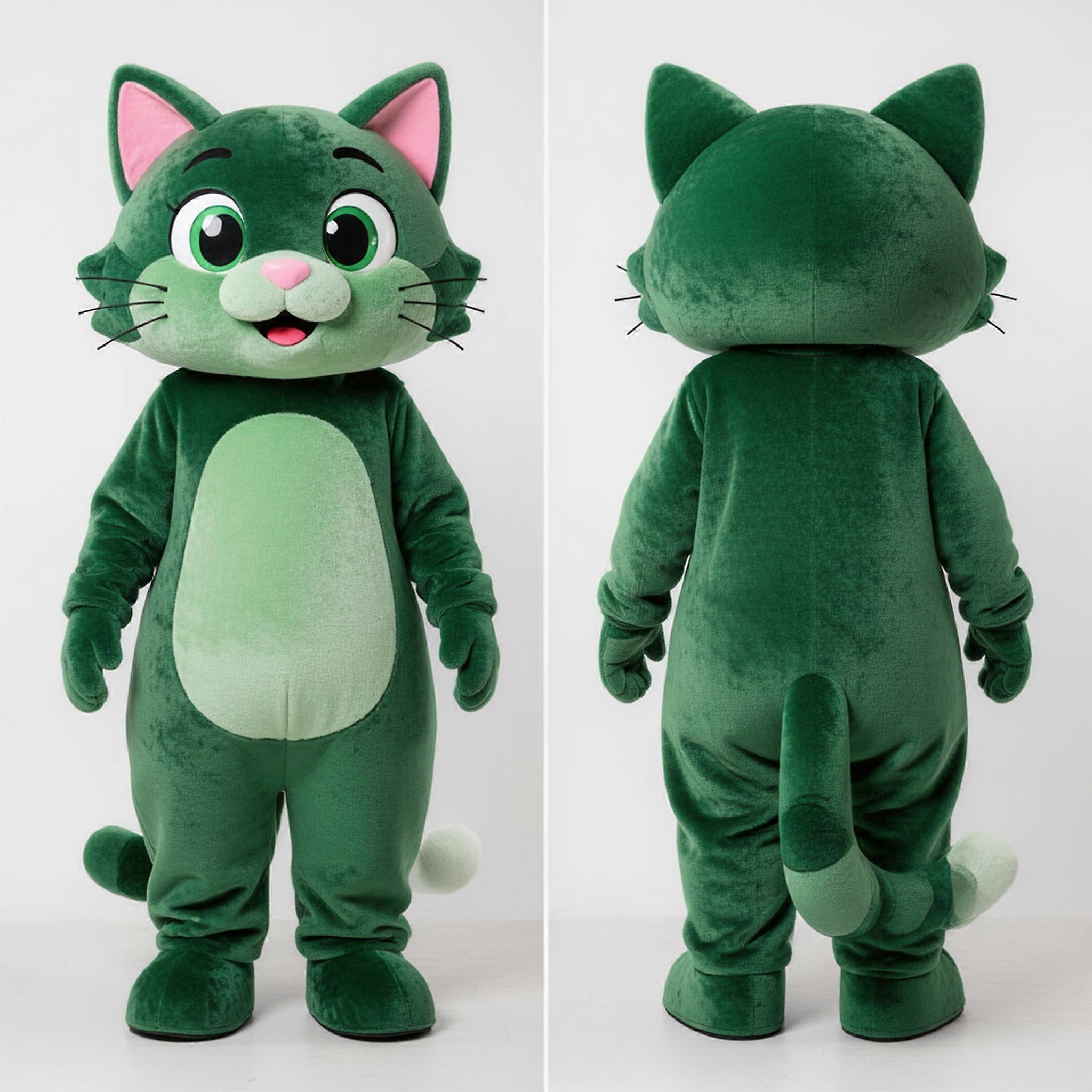 MASTICOT Forest Green Playful Cat Mascot