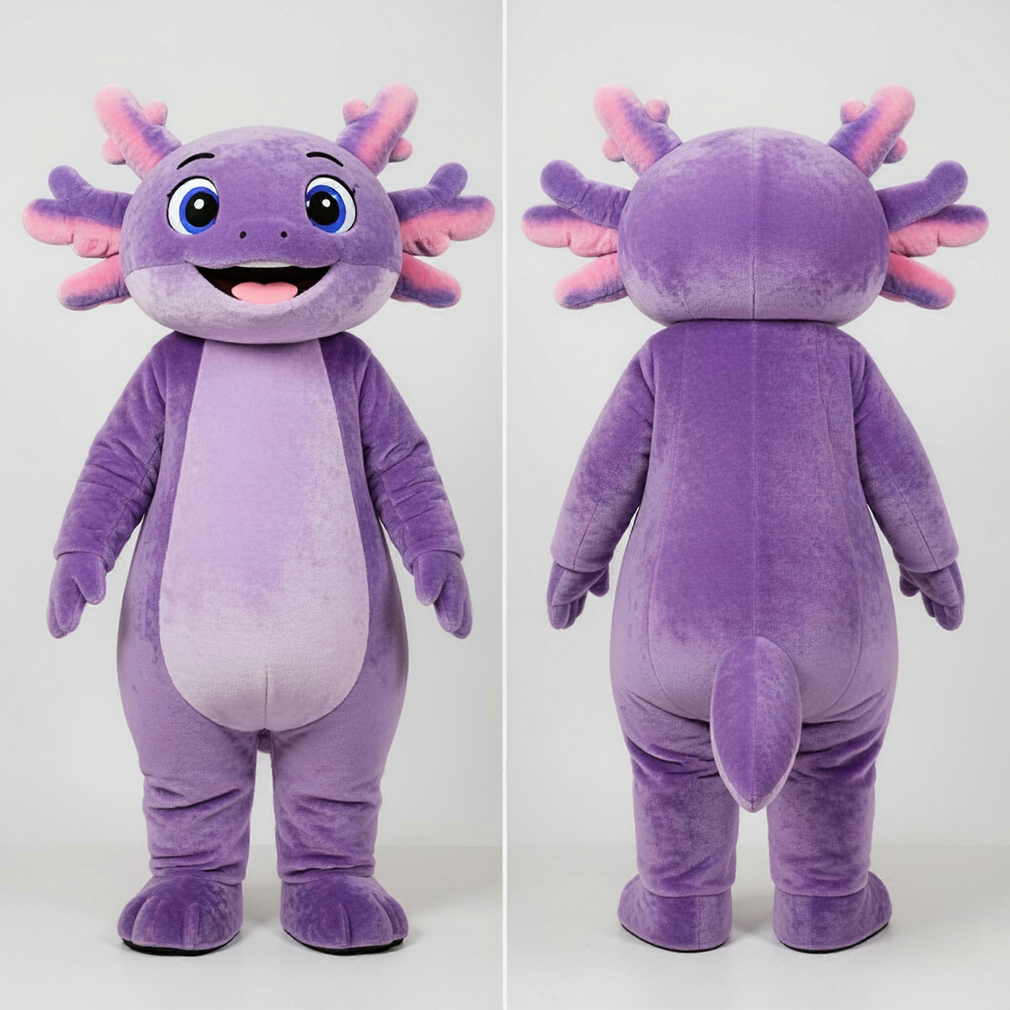MASTICOT Lavender Cartoon Axolotls Mascot