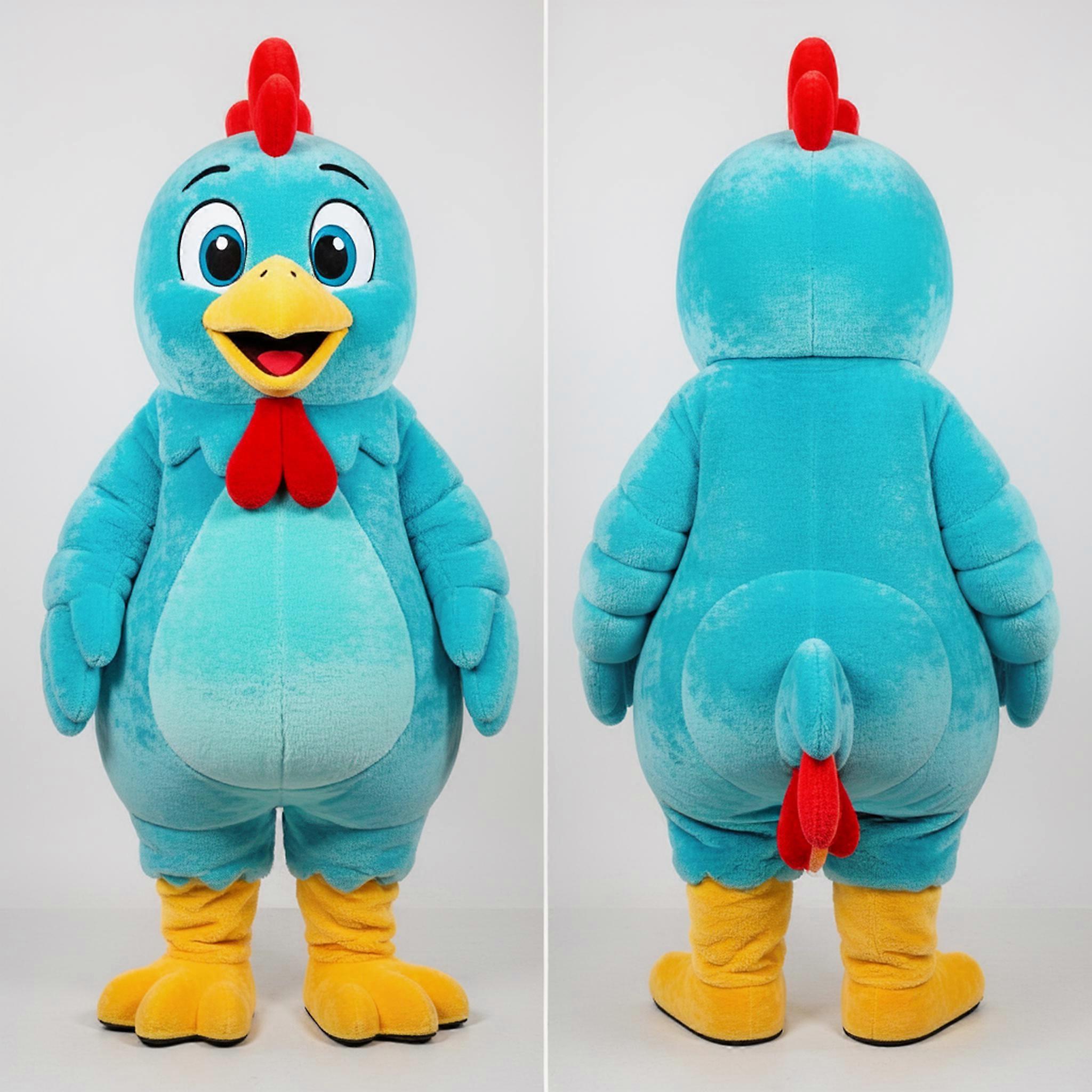 MASTICOT Cyan Vibrant Chicken Mascot