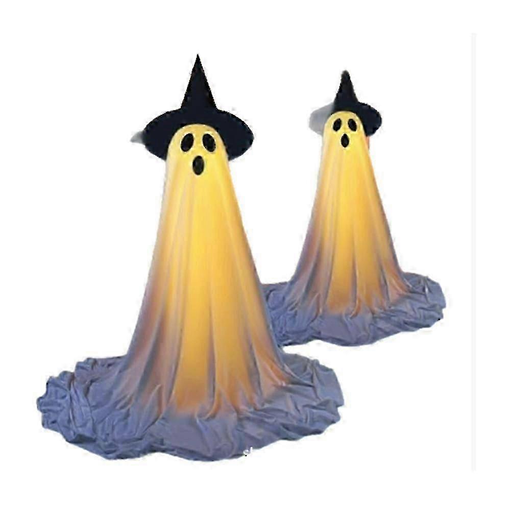 2Pcs Indoor Outdoor Halloween Ghost Decorations Remote Controlled String Lights Plastic