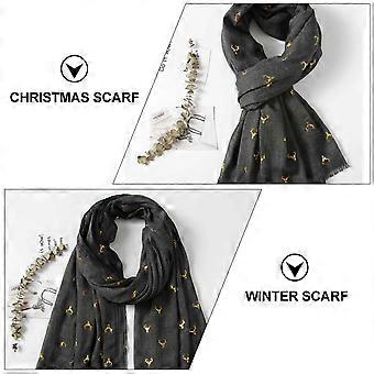 Winter Scarf Cotton and Linen Christmas Deer Scarf for Wearing