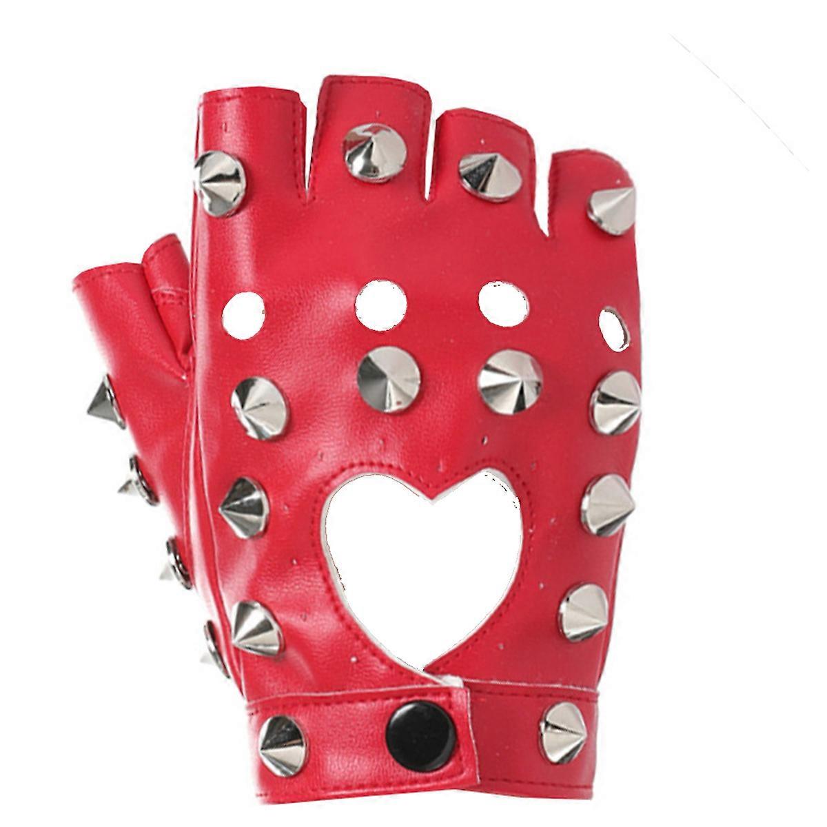 Half-Finger Rhinestone Leather Gloves for Driving Dancing