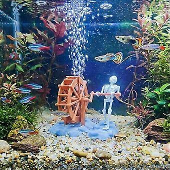 Dynamic Skeleton Aquarium Bubbler, Air Driven Moving Fish Tank Ornament, Spooky Halloween Aquarium Landscape Decoration,26S,26S