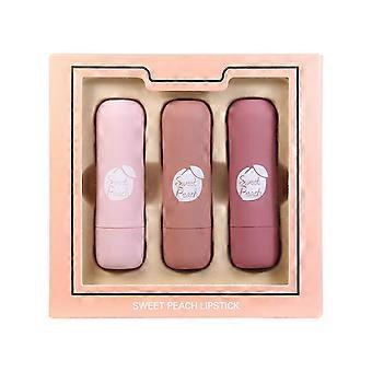 Velvet Matte Long Lasting Lipstick Set of 3 Peach Pink Shades, Moisturizing Non Transfer Formula