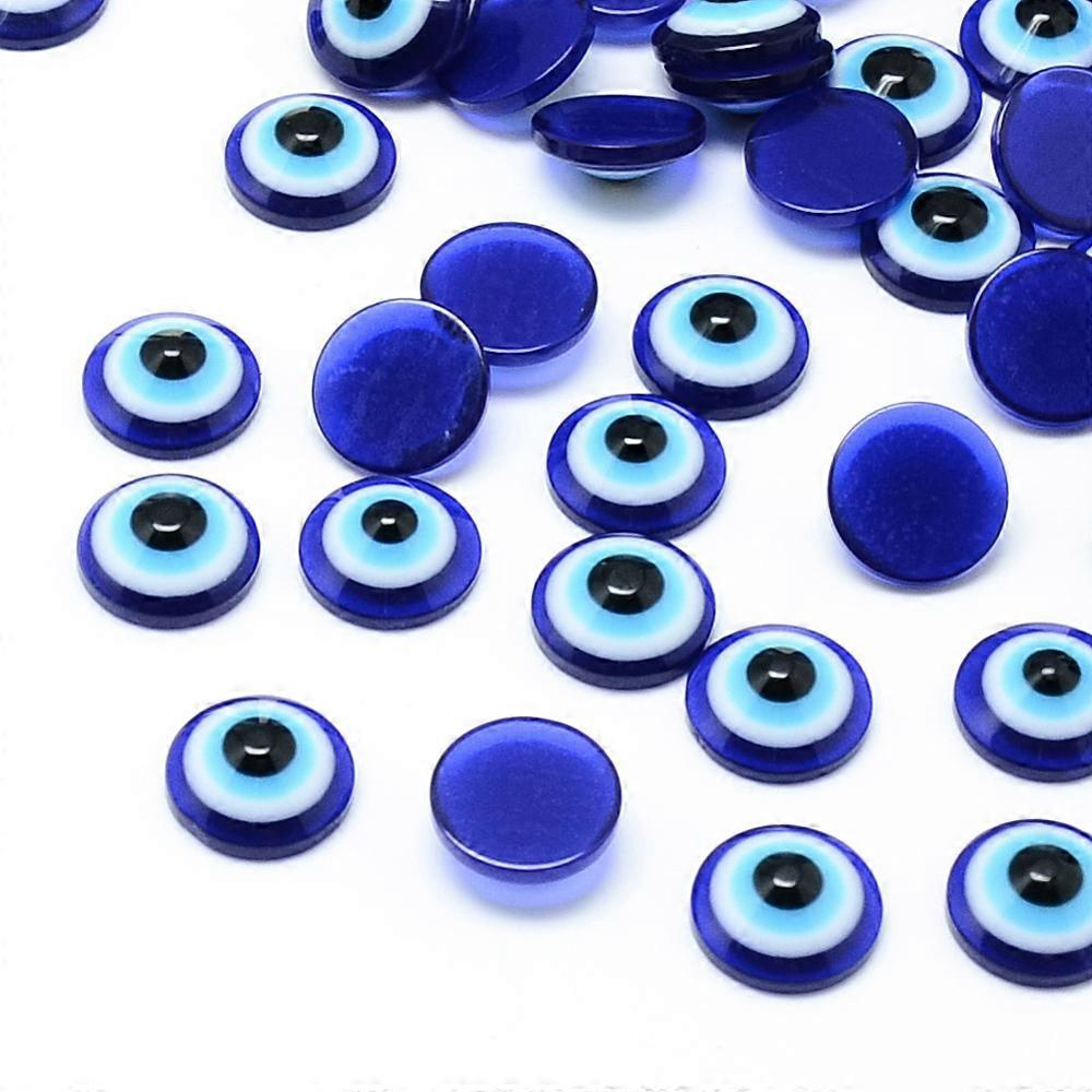 Resin Cabochons Half Round/Dome Blue 18x5.5mm