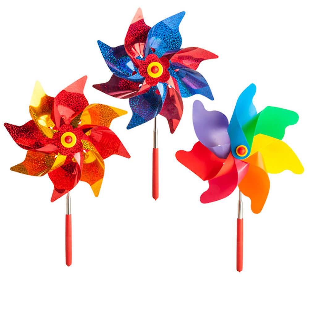 Classic Wind Powered Extendo Pinwheel with Technicolour Spin 3 Assorted Designs