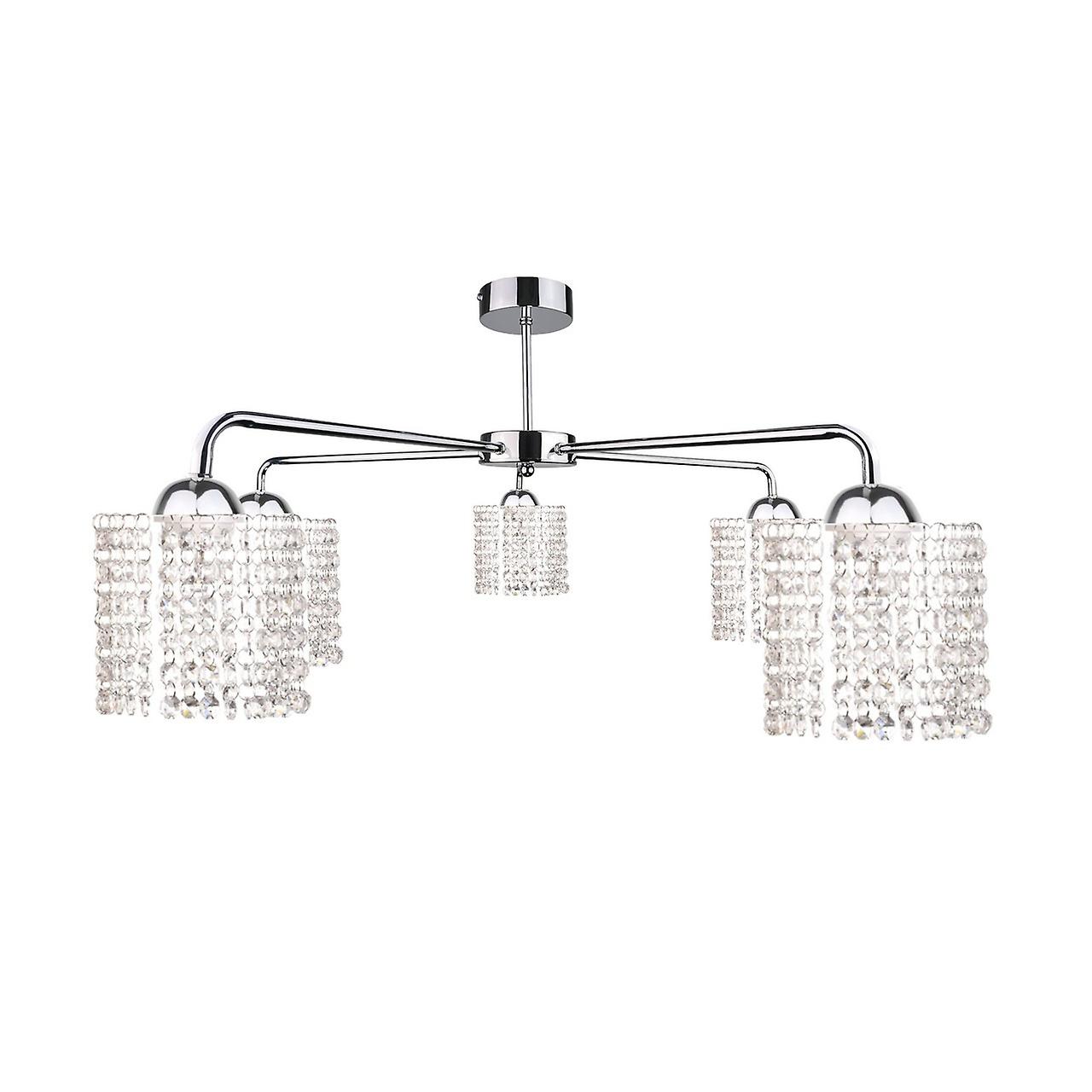 Diament Multi Arm Semi Flush Ceiling Light Silver, 60cm, 5x E27