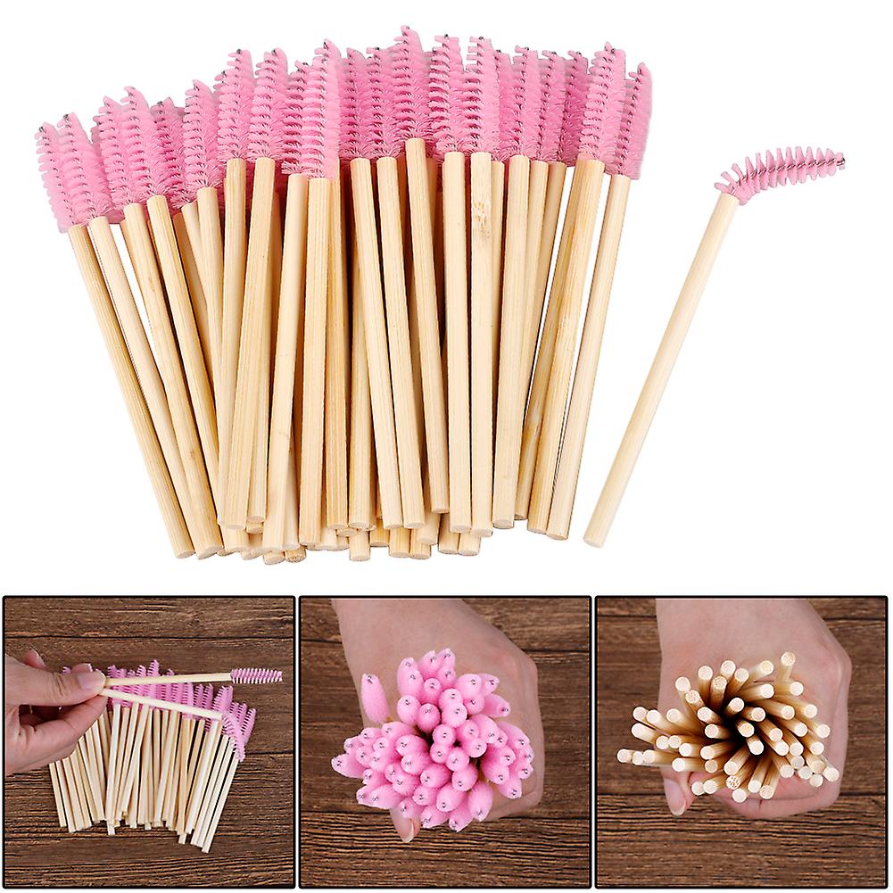 Nouvelle arrivée 50pcs Bambou jetable Poignée Sourcils Brosse Cils Baguette Mascara Brosses Chaud
