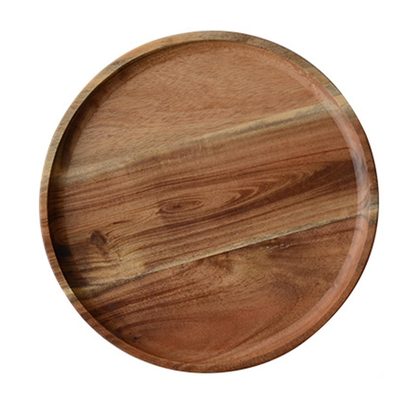 Snack Plate Round Shaped Space-saving Wooden Sandwich Bread Tea Tray Tableware