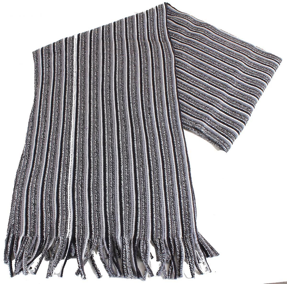 バッサン、茶色 Cowdrey ストライプ スカーフ - ホワイト/ブラック/ブラック