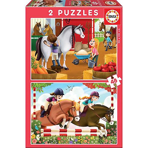 HORSES Educa Collection 2 Sets with 48 Pieces Quality Jigsaw Puzzle Ages 4+