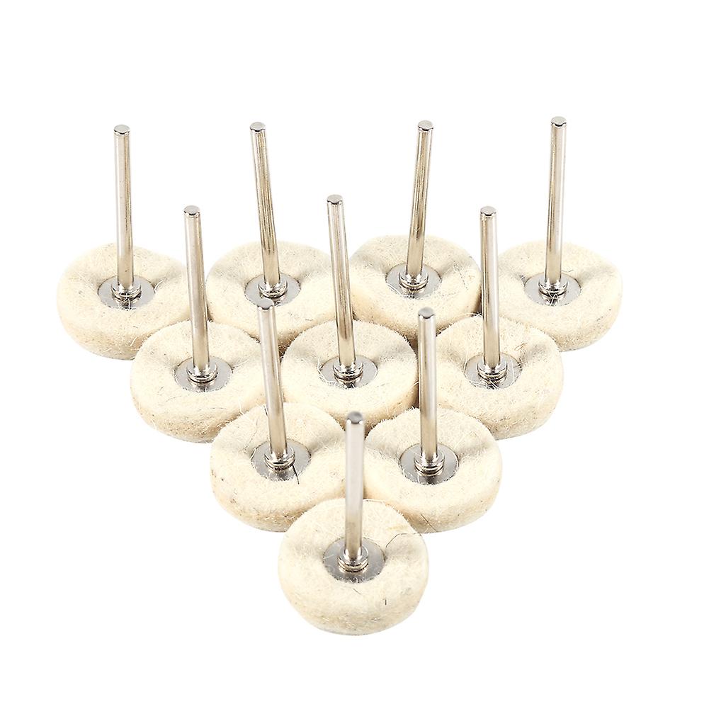 10PCS Wool Felt Polishing Buffing Drill Grinder Wheel Brushes With Handle For Rotary Tool 25MM