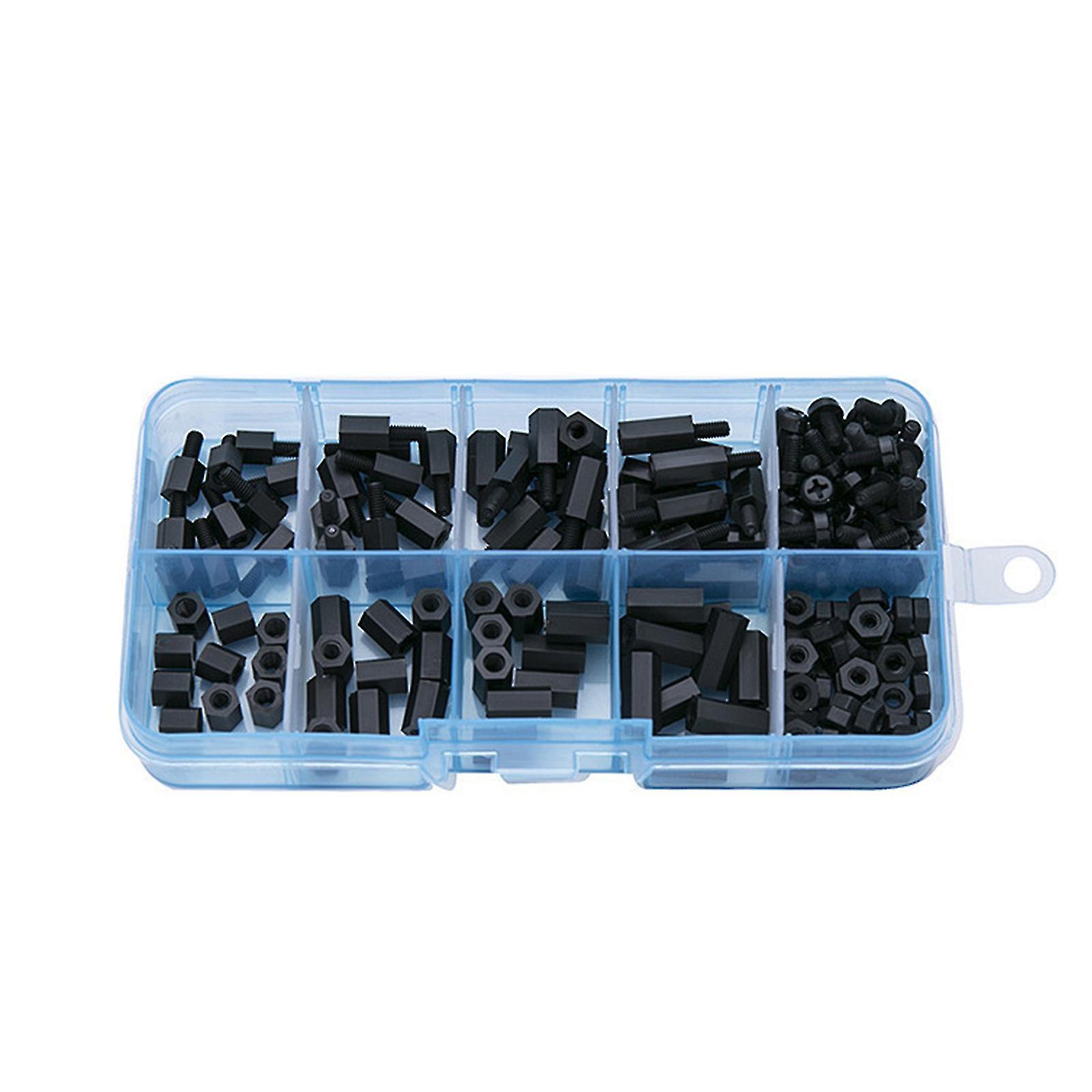 180pcs M2六角スペーサー複数の優れた絶縁ナイロン詰め合わせ六角ナットボルトセットコンピュータ用