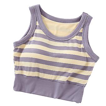 Women's Round Neck Camisole Striped Vest Ribbed Knit Fitted Sleeveless Crop Tank Tops For Shopping Dates Travel