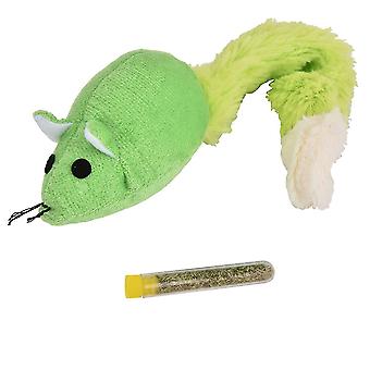 Giocattoli per gatti per animali domestici per topi a coda lunga Mouse Training Giocattoli da gioco divertenti interattivi con erba gatta (verde)