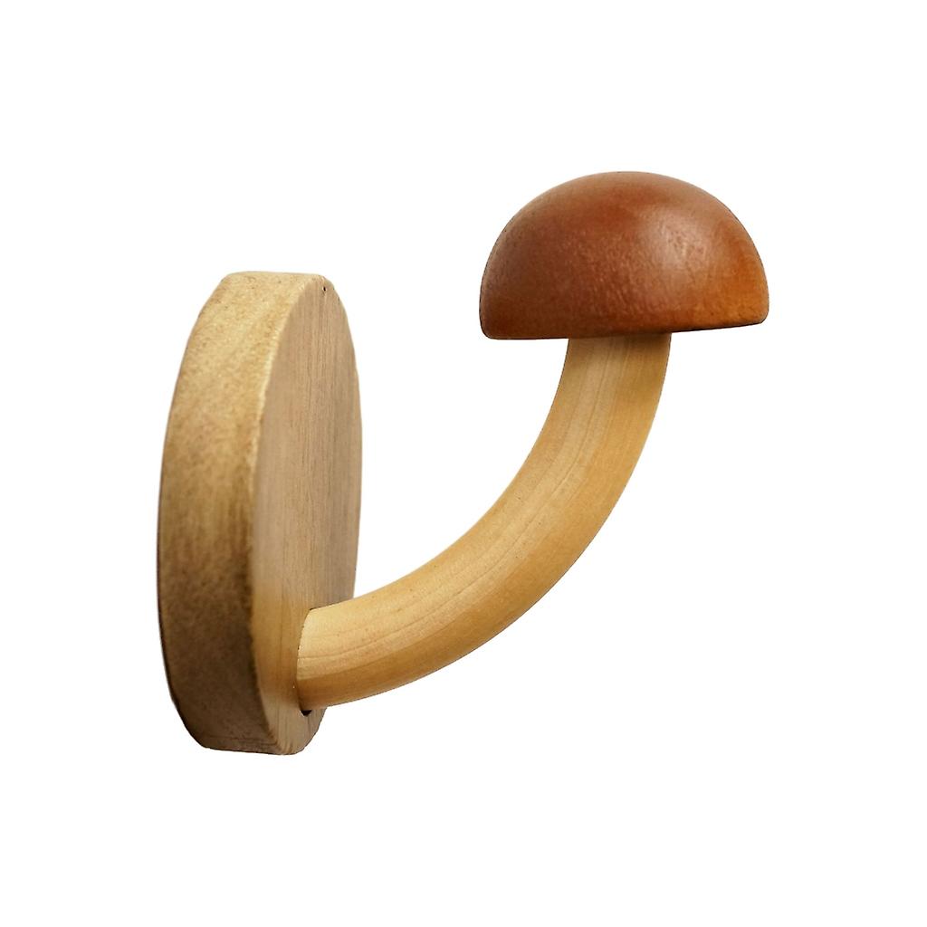 Mushroom Wood Hooks Clothes Hanger for Bathroom Self-adhesive Wall