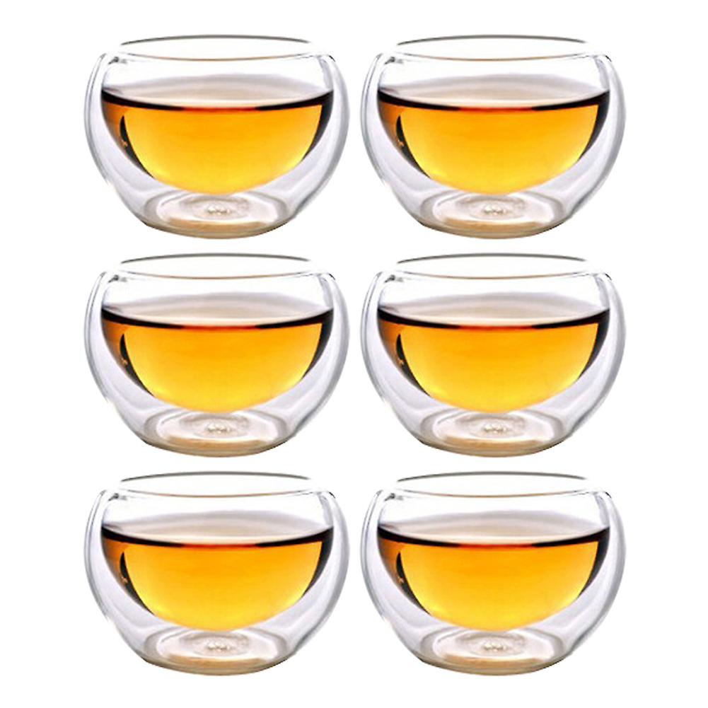 Double Layer Glass Tea Cup Set Household Tea Drinking Cup Kitchen Drinkware