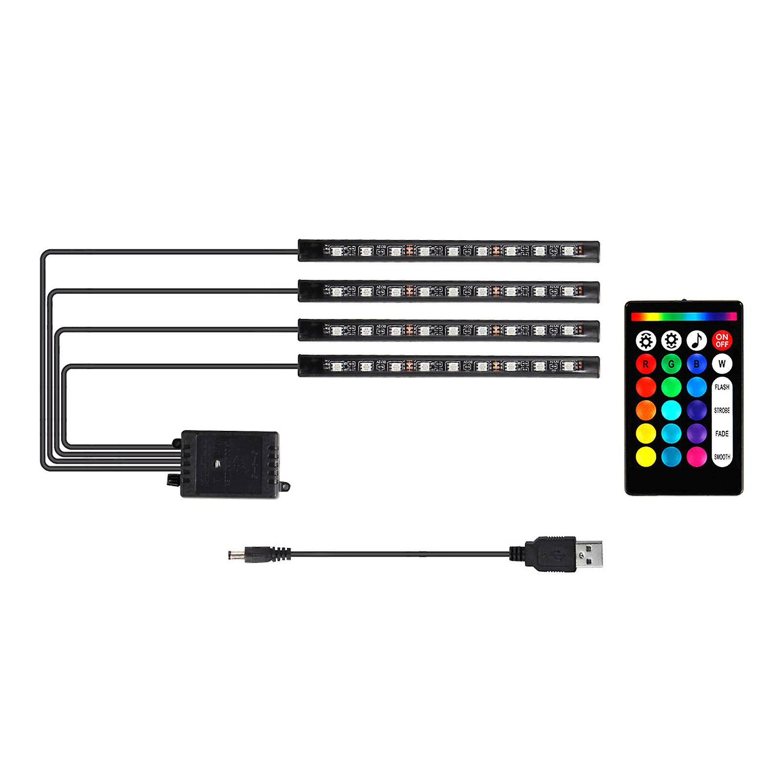 Universal LED Interior Car Light Strip Remote Control 36 Beads Decorative Car Floor Light Strip