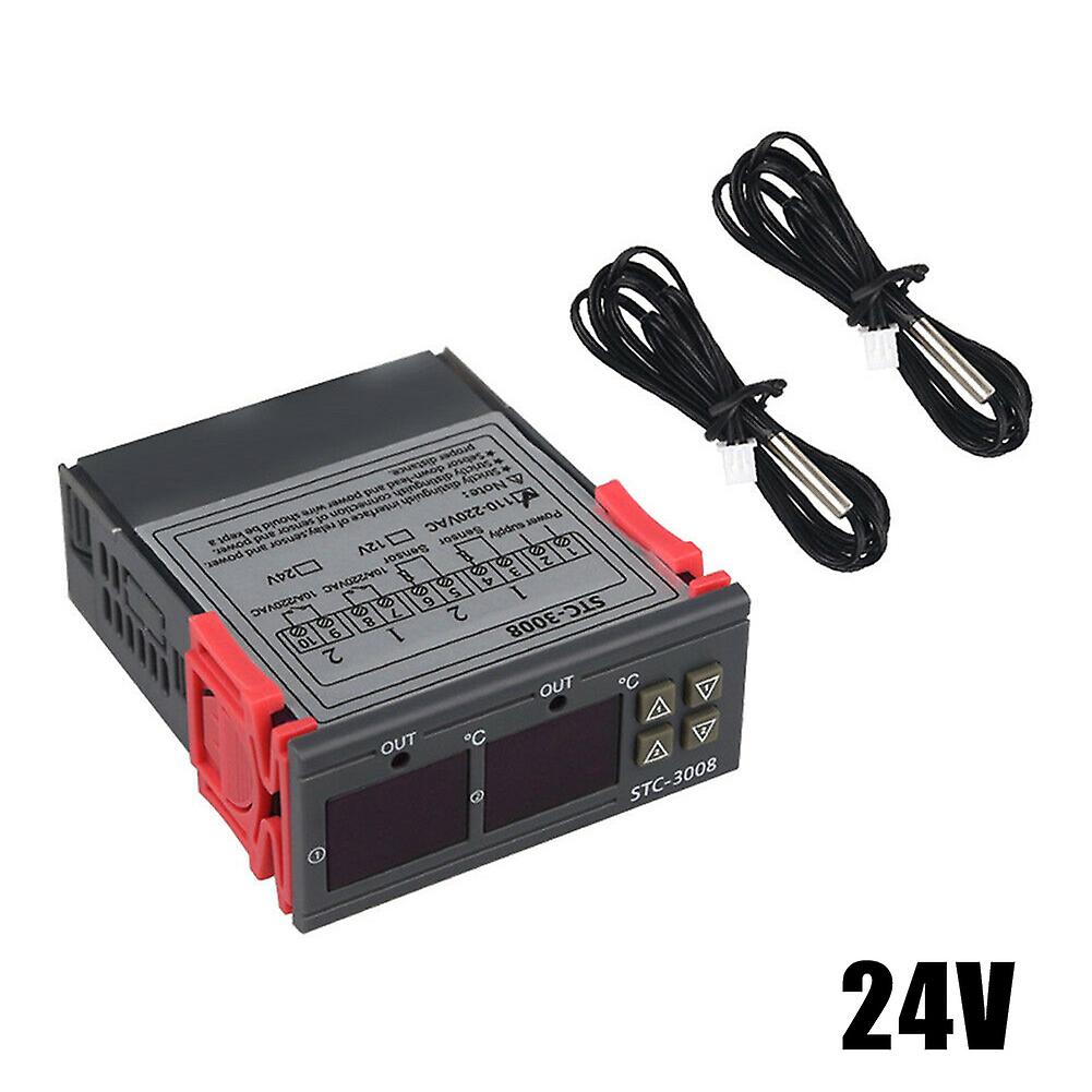STC-3008 Dual Digital Temperature Controller Double NTC Sensor 24V Thermoregulator New