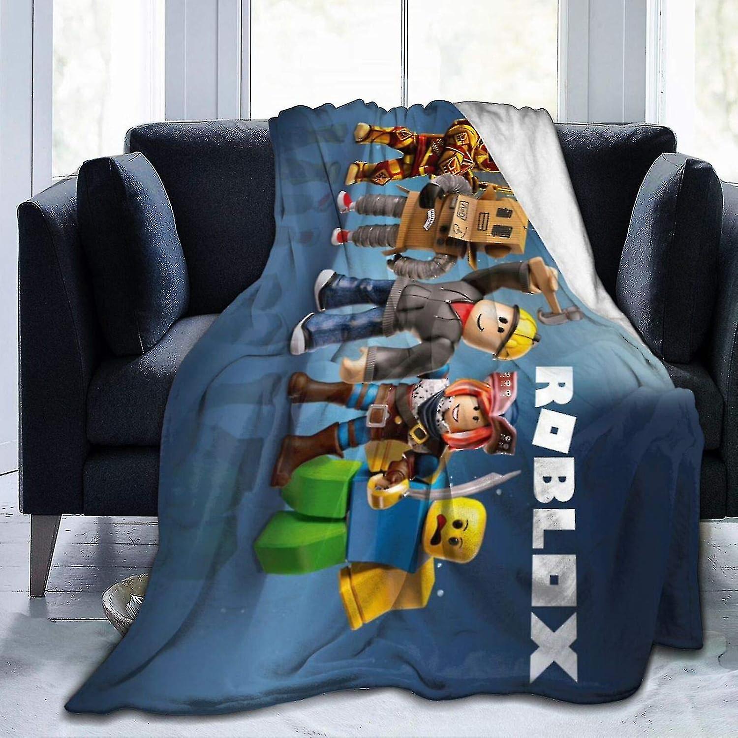 Soft Warm Throw Blankets Roblox Cartoon Pattern 50" X 60" Plush Fleece Blankets For Couch Bedding Lightweight Blanket For Kids And Adults-n577