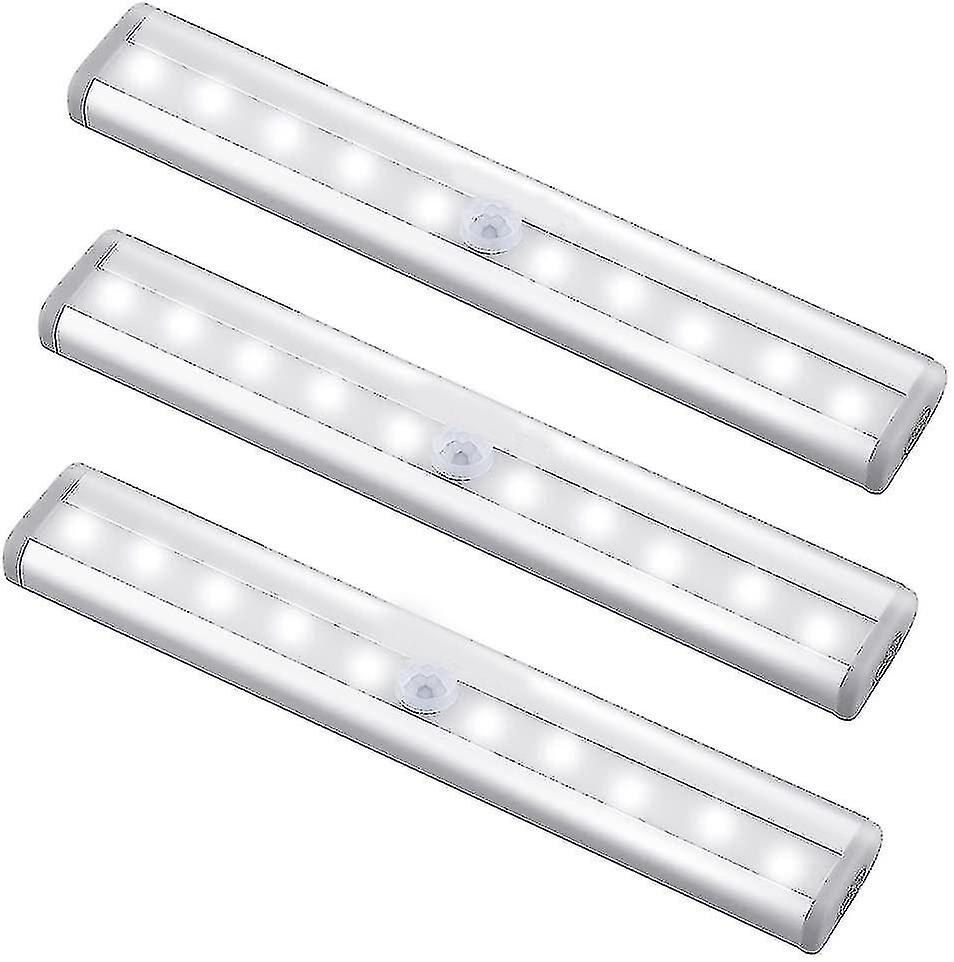Motion Sensor Light Bar, (10 Led, 3 Pack)  Wardrobe Wireless Lamp-YUHAO